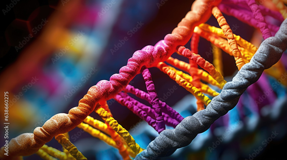 Poster this macro image of dna is an intricate jumble of biological complexity composed of two spirals wove