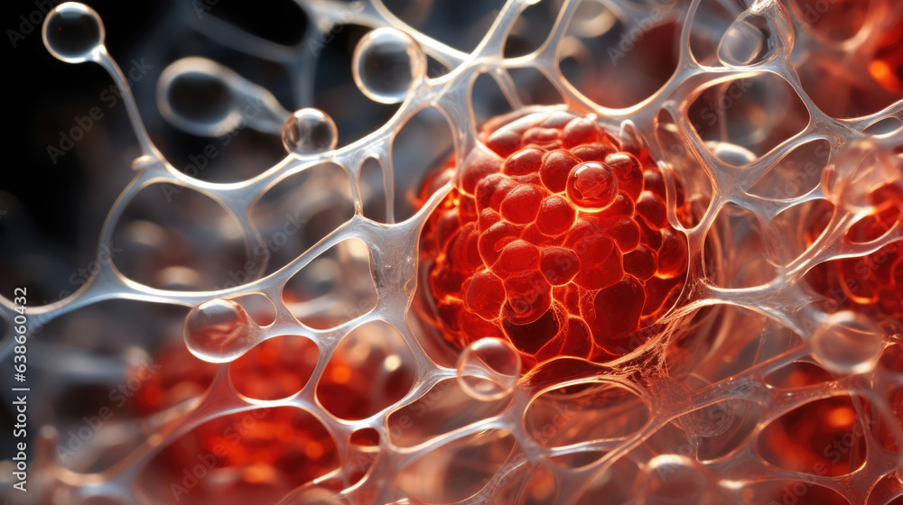 Aufkleber this macro image depicts tightlypacked microscopic cells in differing shades of chili red. the cells