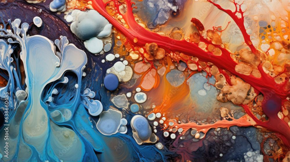 Poster this macro image of a microbial archipelago reveals an intricate living network of microbial life. b