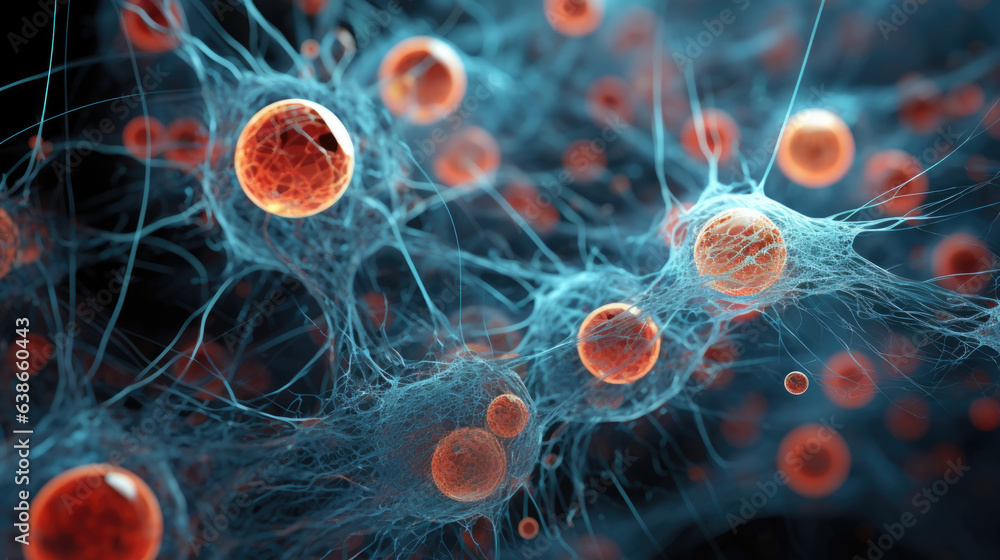 Poster zooming in on a section of a bacterial domain reveals an intricately structured landscape on a cellu