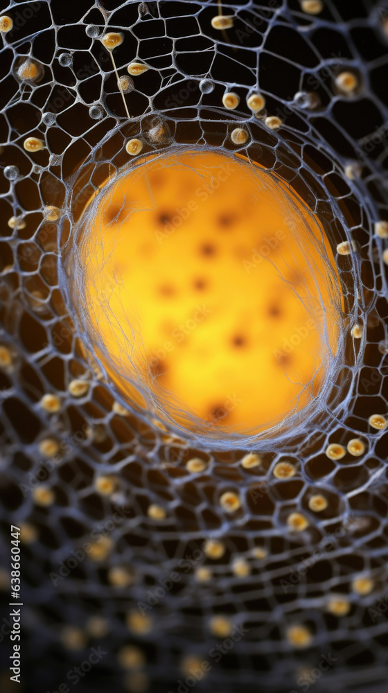 Poster this closeup image of an egg cell shows a thin membrane surrounding a round nucleus. the nucleus is 