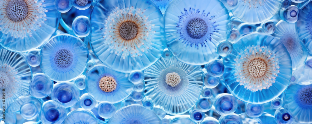 Poster this closeup image of a plant structure reveals a bewildering array of shapes and colors. the cells 