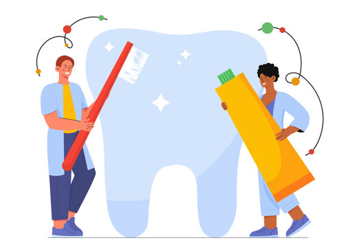 People Brushing Teeth Vector Concept