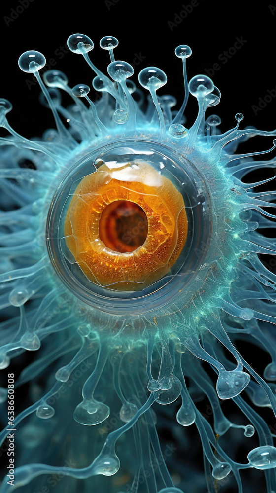 Poster this macro image of a microscopic amoeboid cell reveals an organism that is so small it is almost in