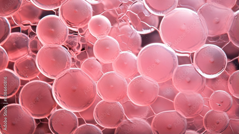 Poster this macro image showcases a myriad of microscopic protist cells tered throughout the frame. they va