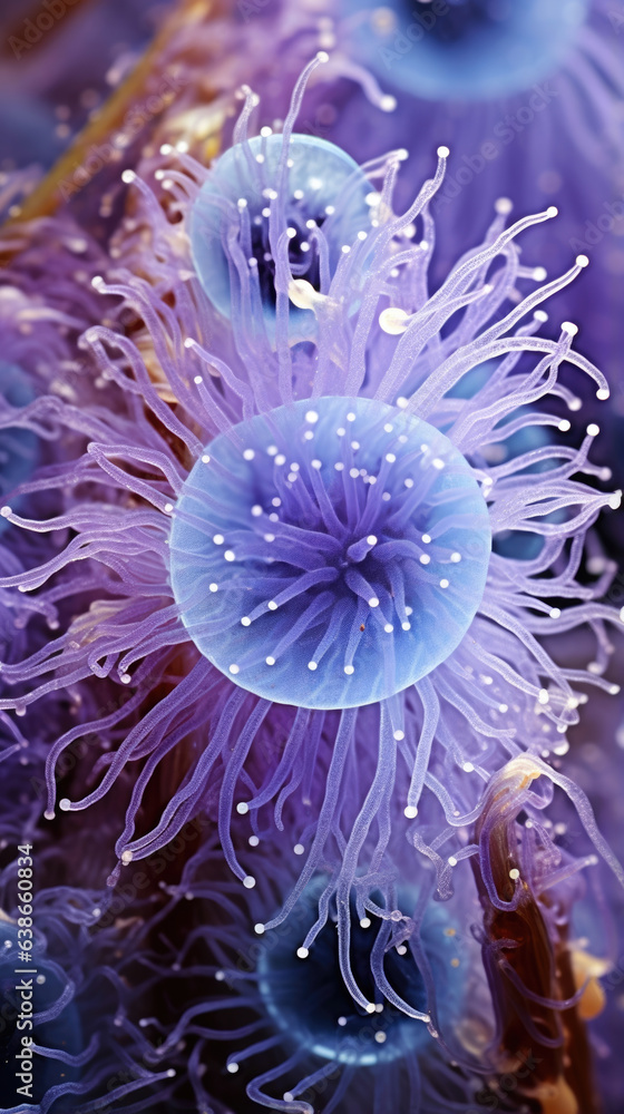 Aufkleber a closeup view of a ciliate reveals an abundance of tiny cilia arranged in swirls and overlapping ci