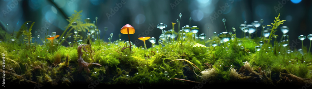 Poster this microscopic forest is made up of a diverse array of plant life including small spindly trees an