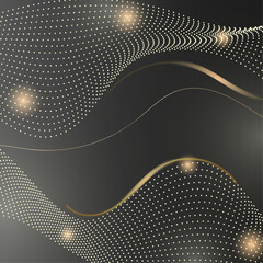 Golden abstract lines with shine elements in vector illustration