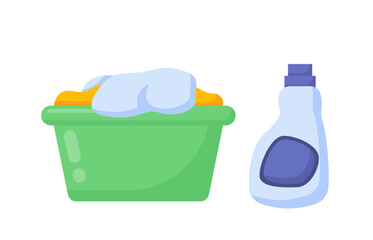 Clothes in basket vector concept