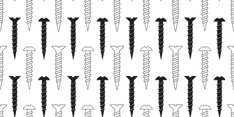 black white screw seamless pattern