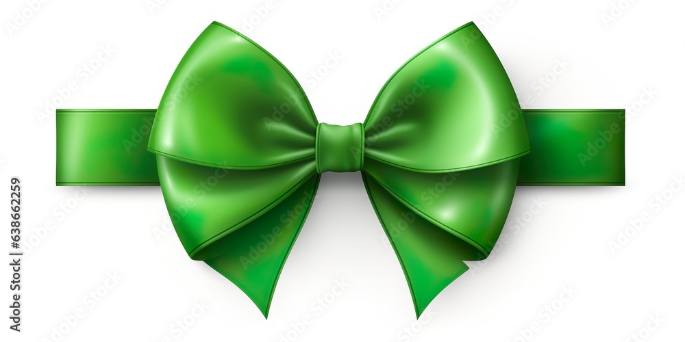 Wall mural Green bow with green ribbon isolated on transparent or white background | Generative AI