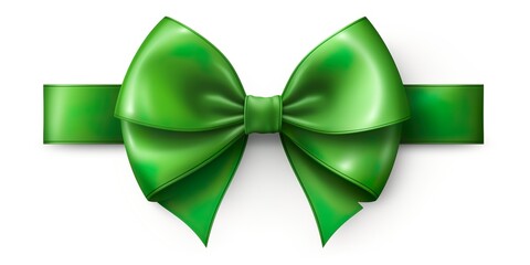 Green bow with green ribbon isolated on transparent or white background | Generative AI