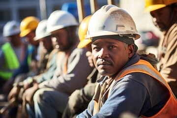 Group of constructions workers working on a consturction site in the US
