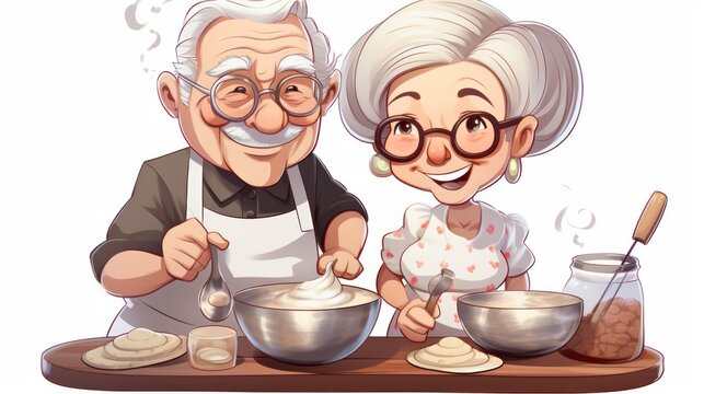 Adorable Grandparents Baking