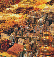 Tea and coffee sets, spices and Turkish desserts