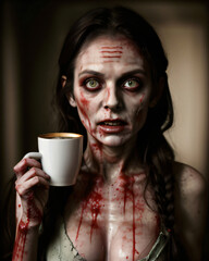 Zombie make up for a halloween party (costume of a she zombie) 