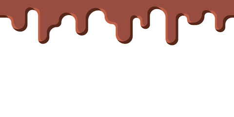 Simple vector dripping chocolate. Melted chocolate decoration. Chocolate sauce, syrup.
