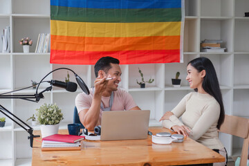 Podcaster Ideas Podcaster is interviewing guests about gender equality and LGBT advocacy at home...
