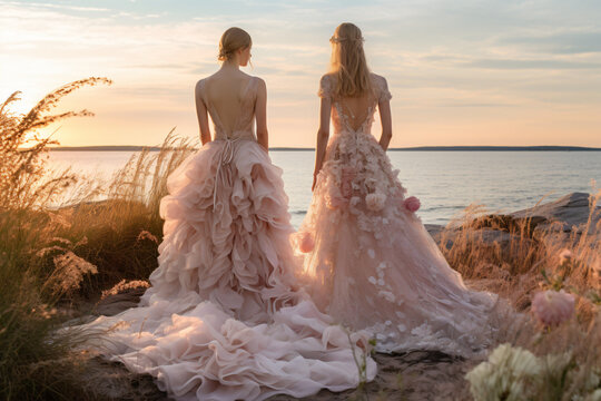 Love by the Sea, A Beautiful Lesbian Wedding, Beautiful lesbian couple by the sea, outdoor lesbian marriage, lesbian wedding ceremony by the sea.	