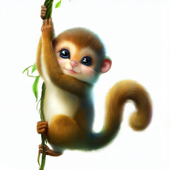 Digital illustration of a young Squirrel Monkey