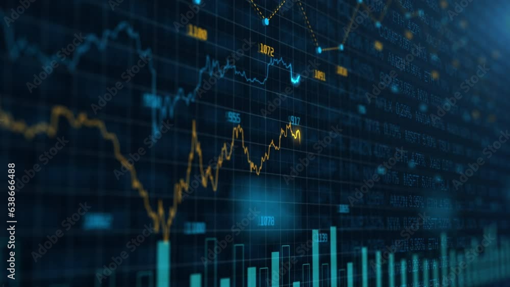 Poster stock market and information of exchange with data of price on market wall. change and volume. finan