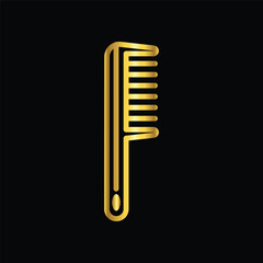 gold color hair comb icon, vector, template, logo, trendy, collection, flat, design