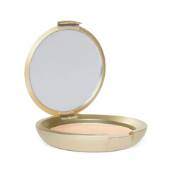 Face powder with mirror isolated on white