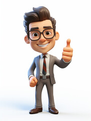 a happy 3d business man on transparent white background