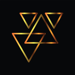 gold color geometric abstract icon, vector, template, logo, trendy, collection, flat, design