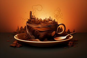 A coffee-themed illustration. international coffee day concept.