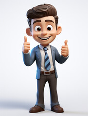 a happy 3d business man on transparent white background