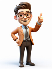 a happy 3d business man on transparent white background