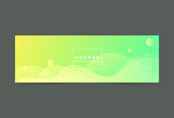 banner background. colorful. green and yellow gradation. wave effect . memphis. eps 10