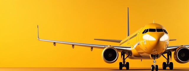 Airplane Yellow Banner Copy Space for Text Generative AI