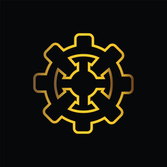 gold color gear transmissions icon, vector, template, logo, trendy, collection, flat, design