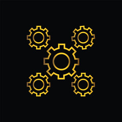 gold color gear transmissions icon, vector, template, logo, trendy, collection, flat, design