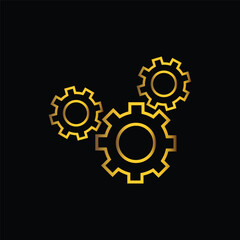 gold color gear transmissions icon, vector, template, logo, trendy, collection, flat, design