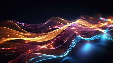 Neon Enchantment Abstract Waving Lights in Visual Harmony Generative AI