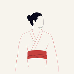 Japończyk w tradycyjnej odzieży. Młody człowiek w kimonie. Ilustracja wektorowa w stylu minimalistycznym. - obrazy, fototapety, plakaty