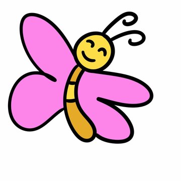 cute butterfly cartoon on white background