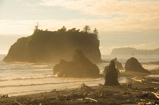 Sunset on a rocky beach, taken in Ruby Beach by Olympic National Park, WA