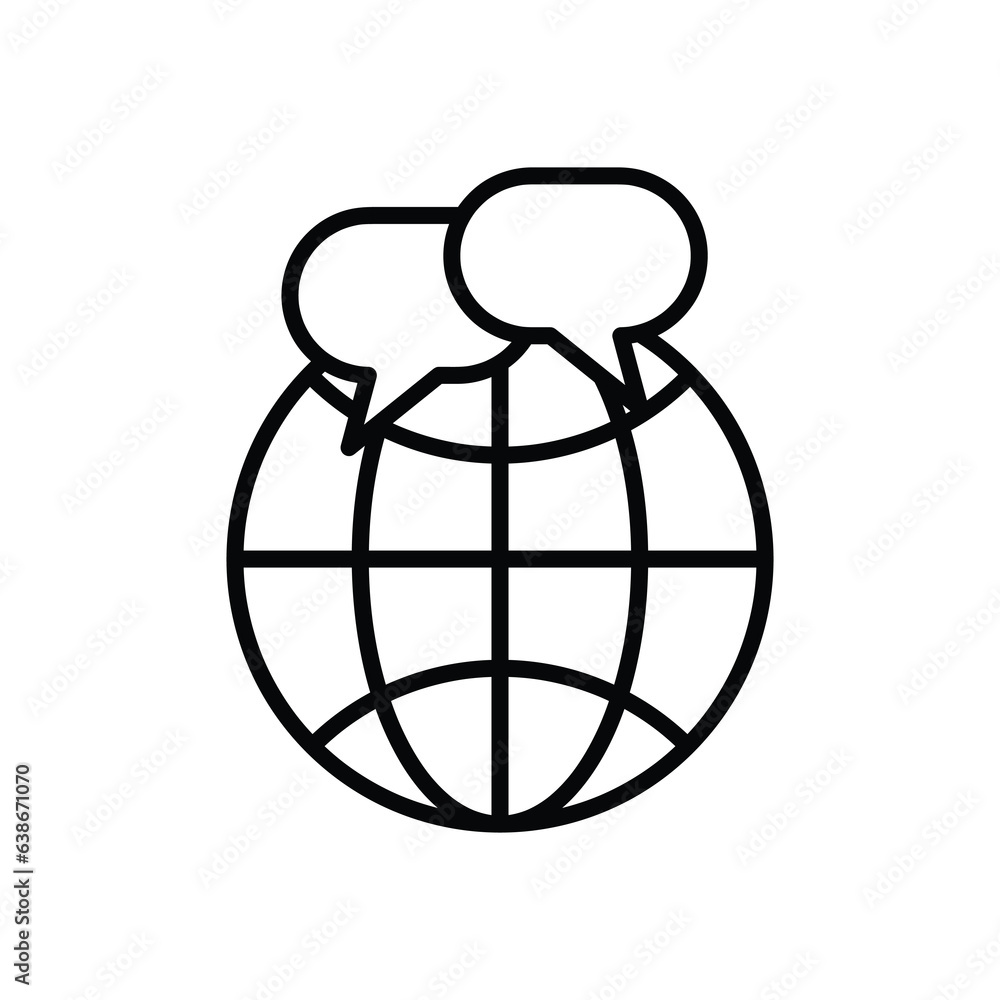Poster translation globe line icon,outline vector sign, linear style pictogram isolated on white..eps