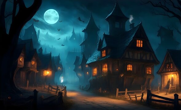 Noche de Halloween en un pueblo embrujado
