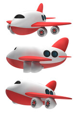 Vector 3D Aircraft flight travel, aviation wings and landing airplanes, plane front flights in air. Flying planes cargo service isolated icons set