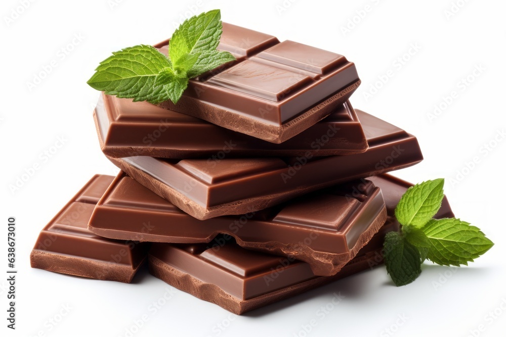 Poster appetizing chocolate made from natural cocoa and milk. background with selective focus and copy spac