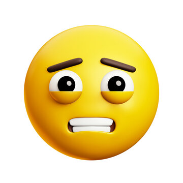 Afraid. nervous face emoji, 3d style emoticon