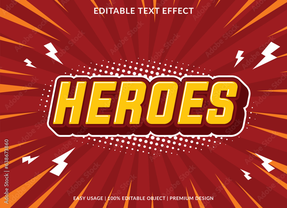 Poster heroes text effect template design with 3d style use for business brand and logo