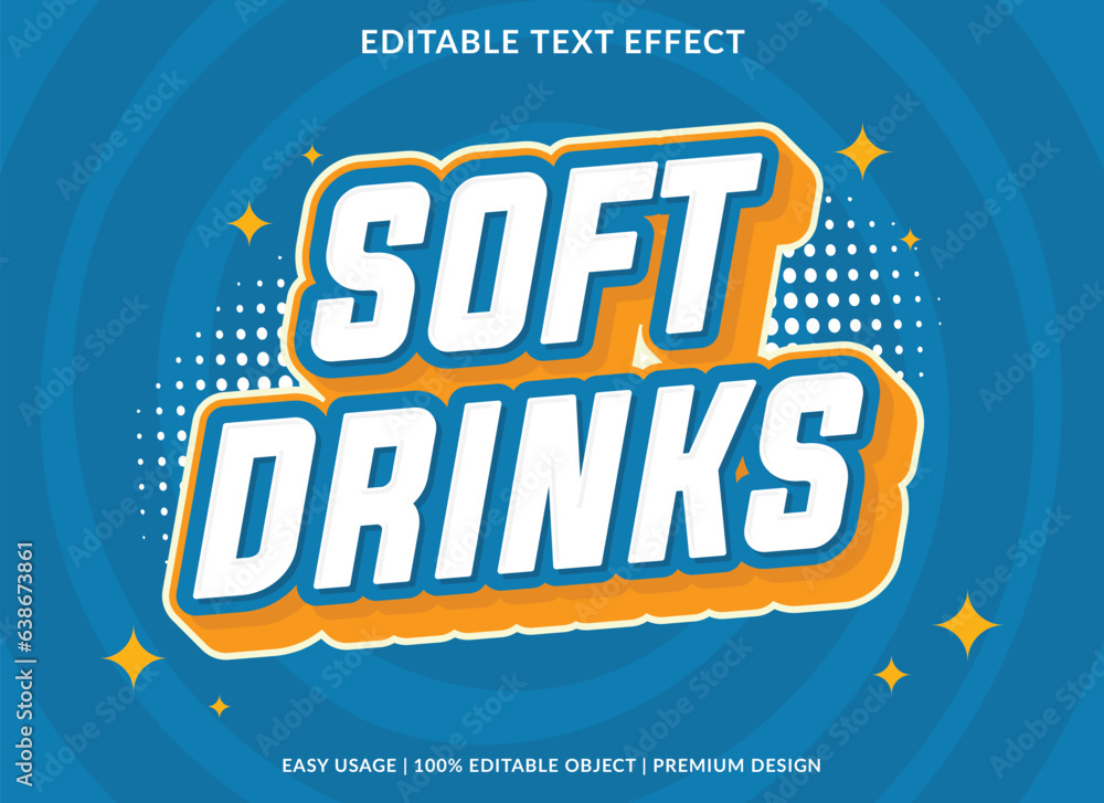 Poster soft drinks text effect template design with 3d style use for business brand and logo