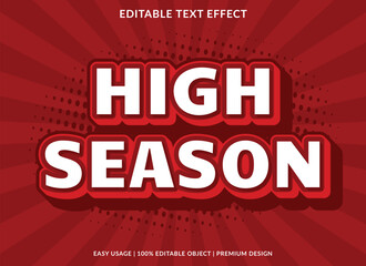 high season text effect template design with 3d style use for business brand and logo