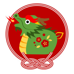 フラット版あわび結びに緑龍のお年賀シンボル
